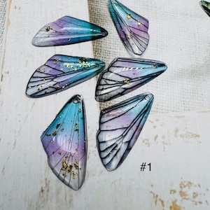 1 pcs, Angel Wings, Butterfly Wings, Dragonfly Wings, Resin Pendant, Earrings, Charms, Pendants,Transparent, epoxy, Gold, Foil, Resin, small
