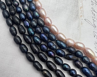 Natural Freshwater Pearl, Beads, Purple, Blue, Black, White, , 4-5mm, 5-6mm,7-8mm, 35cm strand