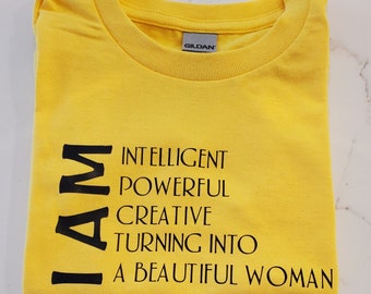 I AM,  Tshirt,  custom-made; personalized clothing, empowering kids,