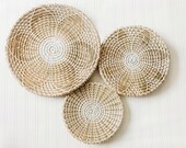 Set of 3 Woven Wall Basket, African Basket for Home Decoration,100 Vietnamese Handmade Rattan Wall Decor, Customizable Bohemian Wall Decor