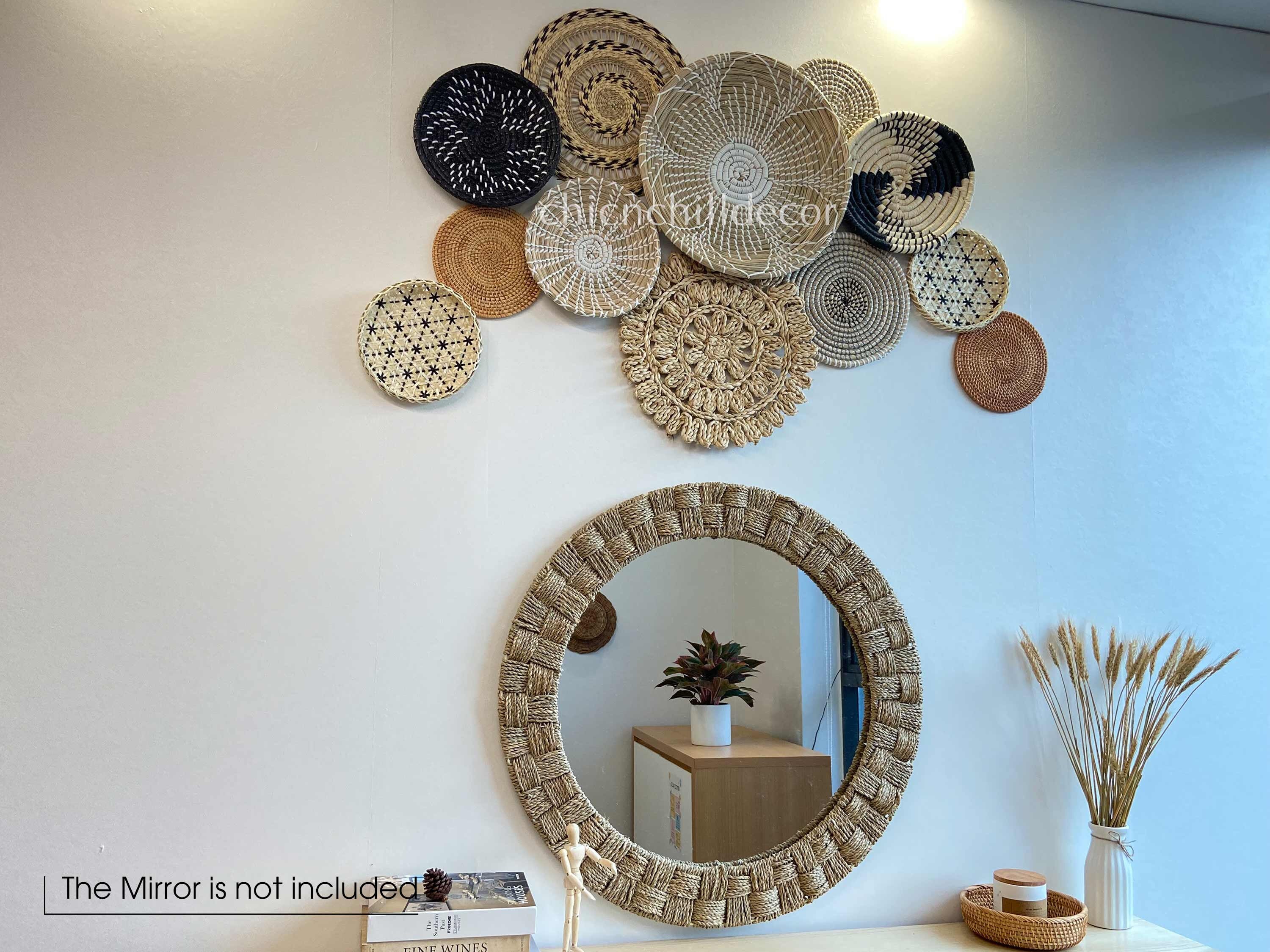 Set of 12 Basket Wall Seagrass Wall Decor Boho Basket Set Etsy