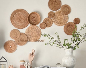 Rattan Decor for Boho Wall Art Seagrass Baskets Wall Decor Fruit Unique Housewarming Gift Round Wicker Decorative Tray Flat Basket for Coffee Table Hanging Woven Wall Basket Decor Set of 6 13 to 6 Rattan Decor for Boho Wall Art Seagrass Baskets Wall Decor Fruit Unique Housewarming Gift Round Wicker Decorative Tray Flat Basket for Coffee Table Hanging Woven Wall Basket Decor Set of 6 13 to 6
