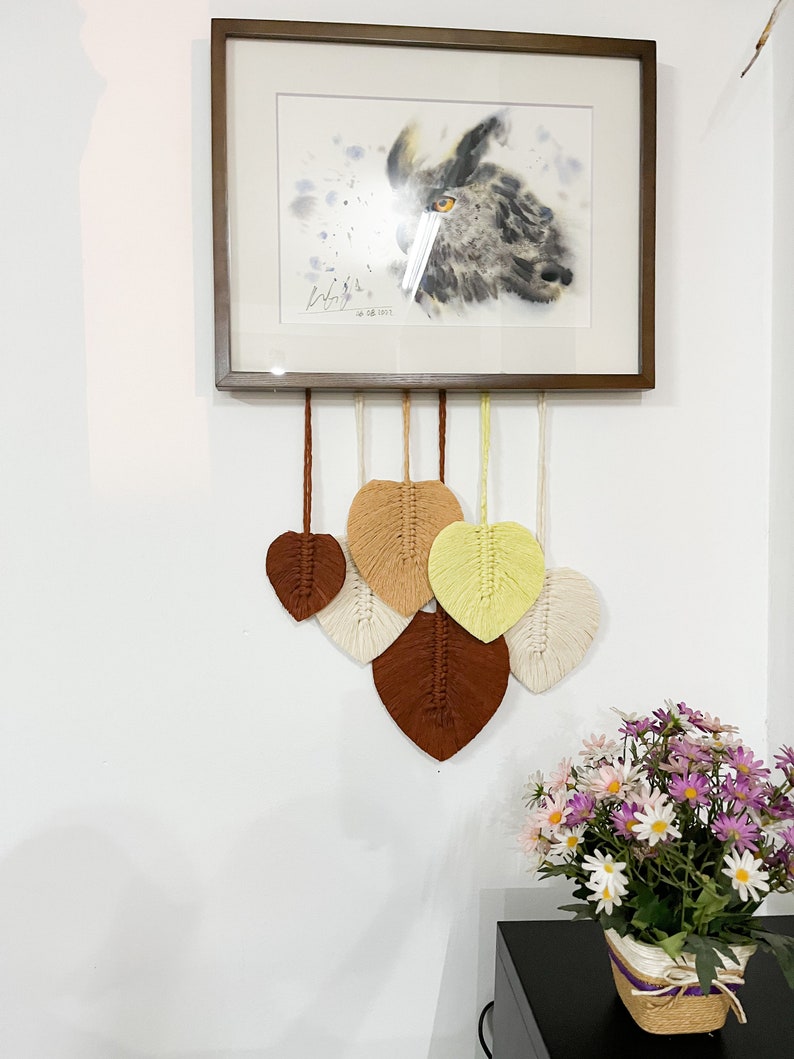 Macrame Round Leaf Wall Decor Leaf Hanging Decor Leaf Wall Etsy