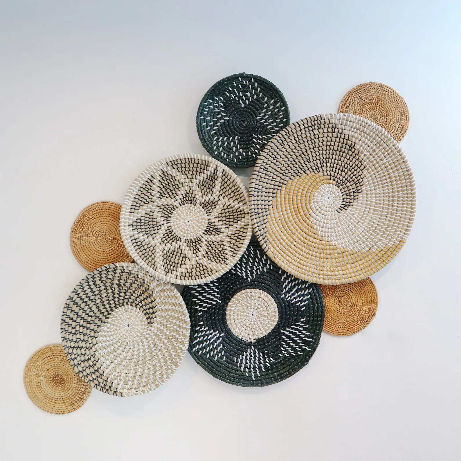 Set of 9 Baskets for Boho Wall Decor Woven Wall Hanging Etsy UK