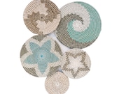 Set of 5 Woven Wall Basket, Set for Home Decoration, Vietnamese Handmade Rattan Wall Decor, Customizable Bohemian Wall Decor