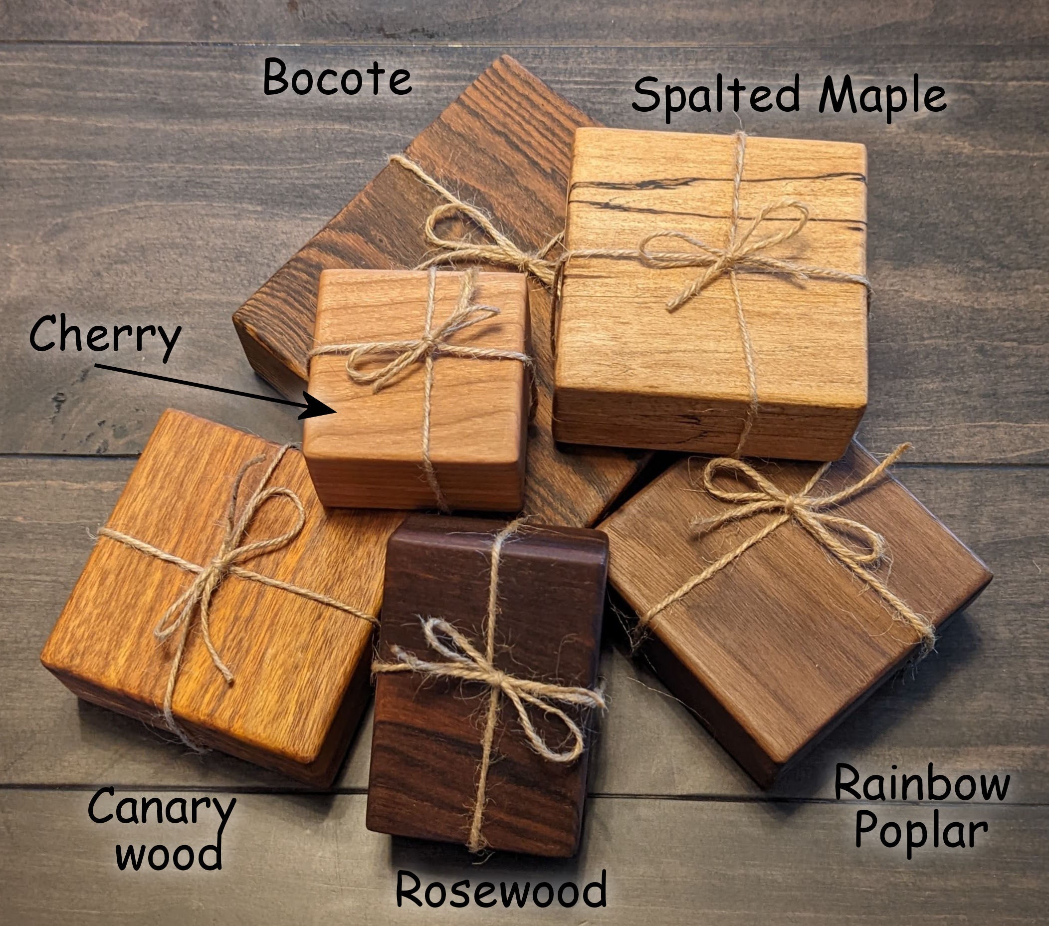 Handmade Exotic Wood Jewelry Box:  velvet lined Trinket Boxes, with magnetic closures