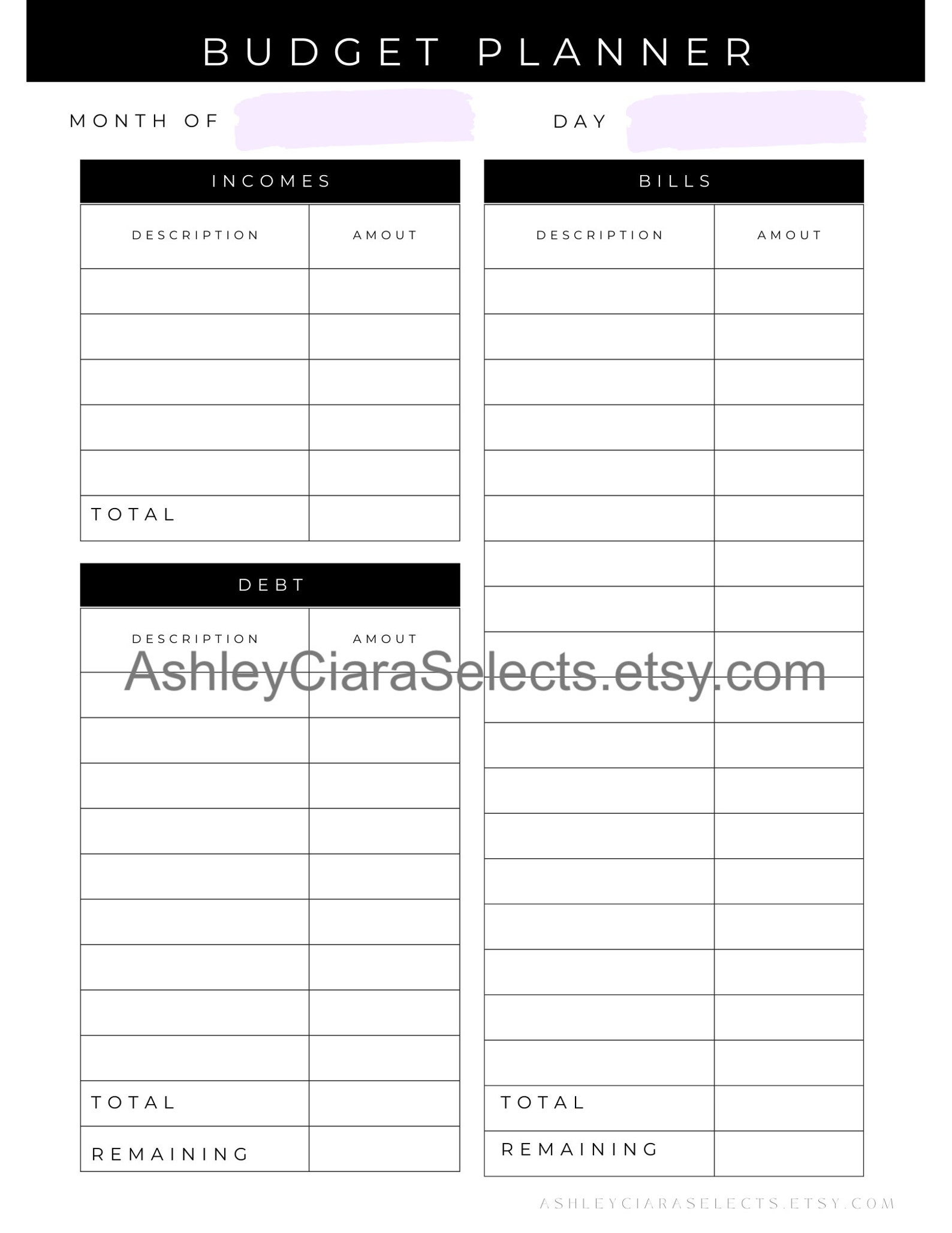 Budget Planner Printable/download, Money Challenge, Instant Download ...