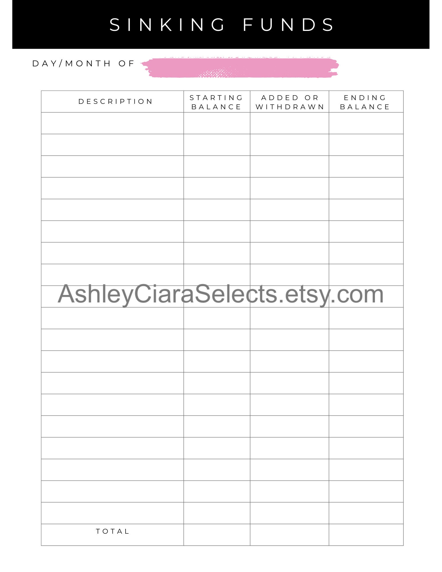 Cash Stuffing Tracker Printable/download, Money Challenge, Instant ...