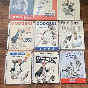 Vintage 1949 thru 1956, 1959 Brooklyn Dodgers Los Angeles LA Program Yearbooks
