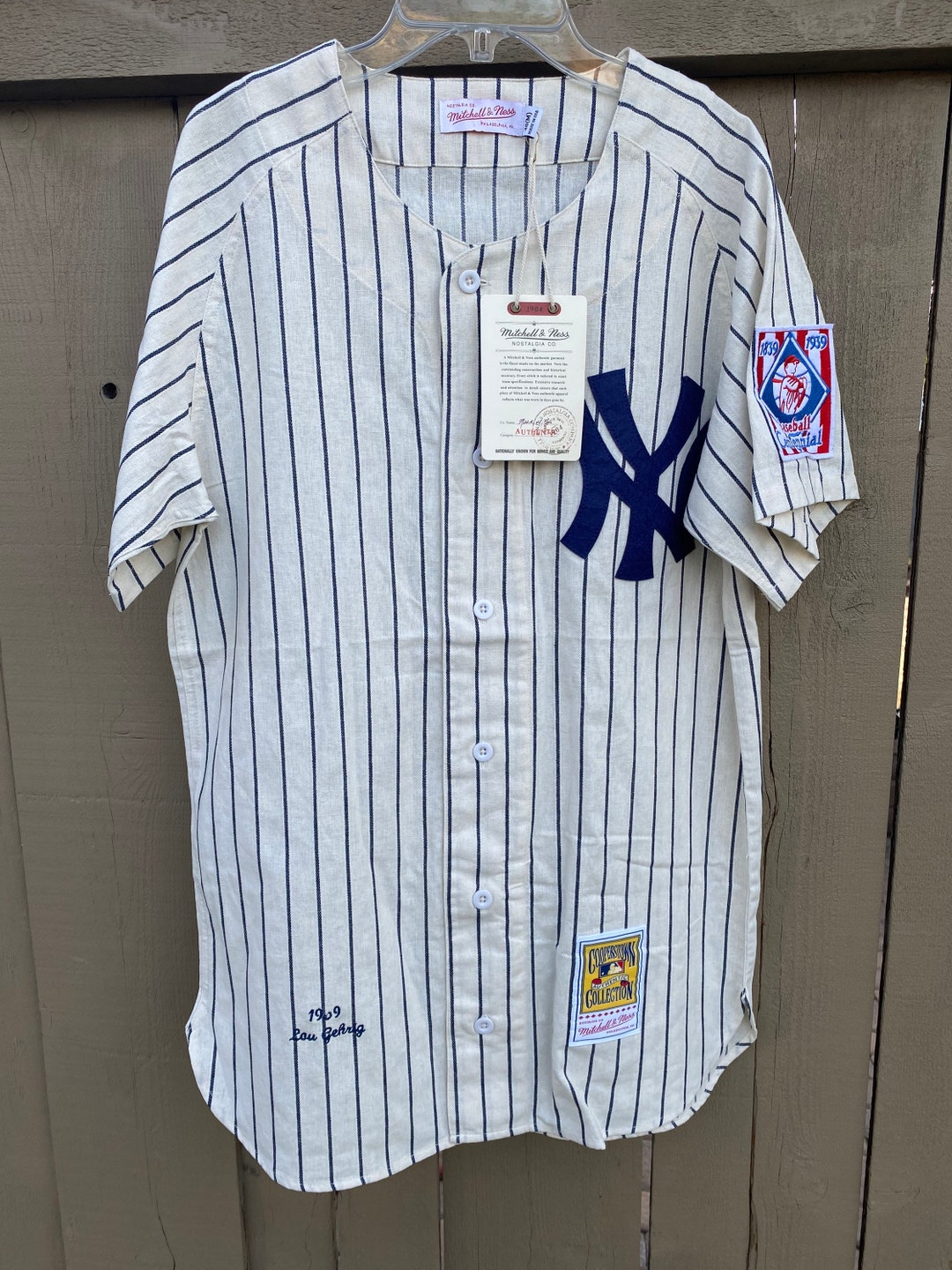 NWT Lou Gehrig 4 Mitchell & Ness Pin Striped New York Yankees