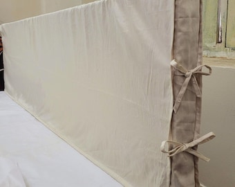 Custom-Made 100% Organic Giza Cotton Head Board Cover with Ties