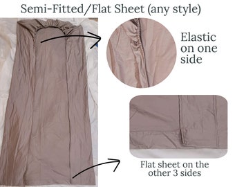 Custom Semi Fitted/Flat Sheet - Any Style/Size/Color - Easy Tuck In - Stays On - Premium 100% Cotton Sateen 400TC