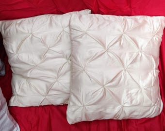 Pack of 2- Luxe Egyptian Cotton Pintuck Cushion Covers with/without Inserts (Any Size/Color Combination)