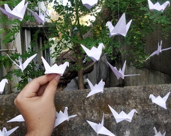 Origami Paper Cranes on Strings