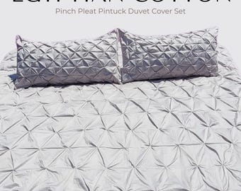 Luxe Cotton Pintuck Duvet Cover Set: 400TC Egyptian Cotton