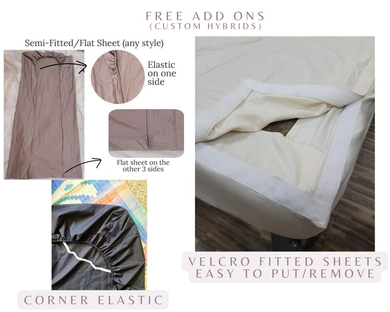 Custom Fitted Sheets /Sheet Set/Combined Mattresses Any Size/Shape/Color Premium 100% Egyptian Cotton Sateen 400tc Ultra Soft image 10