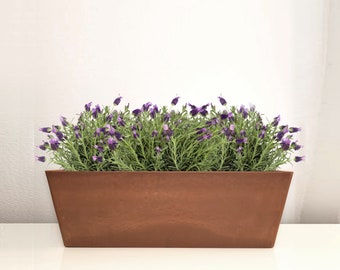 POPPY Composite Countertop Planter - Rectangular Planter – Herb Planter – Windowsill Planter - Tabletop Planter - Dark Terracotta