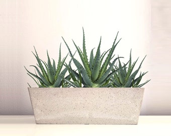 POPPY Composite Countertop Planter - Rectangular Planter – Herb Planter – Windowsill Planter - Tabletop Planter - White Terrazzo