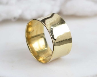 Simple And plain Band, Handmade Gold Band, Gold plated Solid Brass Band, Thumb Gold Band, Wedding Gold Band, Daily Wear Ring For Her,