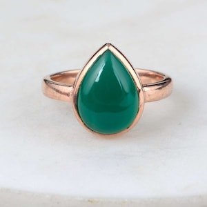 Grüner Onyx-Ring, Onyx-Teardrop-Ring, natürlicher Edelstein-Ring, 925 Silberringe, handgefertigter Ring, Statement-Ring, Ring für Geschenk,