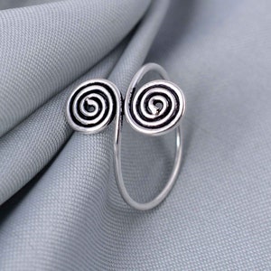 Sterling Silver Spiral Ring, Adjustable Spiral Ring, Swirl Silver Ring, Handmade Silver plated Ring, Swirl Silver Ring, Women Finger Ring,
