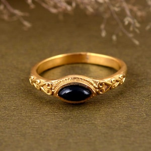 Natural obsidian Ring, Black obsidian Gemstone Ring, Handmade Designer Ring, Cute Women Wedding Ring, Gold plated obsidian Ring For Mother,