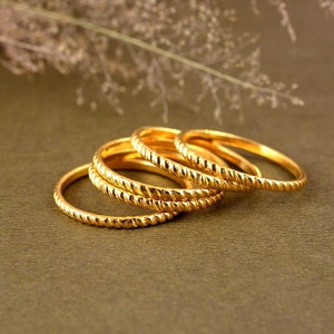 Gold plated Stacking Ring, Designer Gold Ring, Handmade Solid Brass Ring, Women Statement Ring, Midi Finger Gold Ring, Daily Wear Ring,