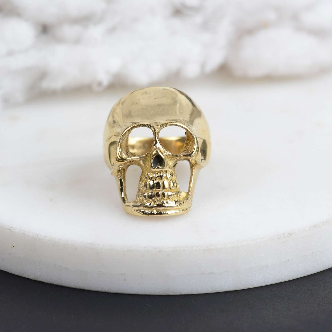 Skull Gold Ring Big Skull Ring Horror Skull Ring Gold