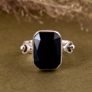 Natural Black obsidian Ring, Sterling Silver obsidian Ring, obsidian Ring For man And Women, obsidian Wedding Ring, Handmade Designer Ring ,