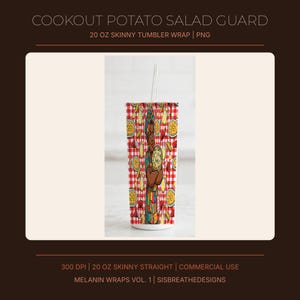Cookout Tumbler Wrap PNG 20oz Skinny Auntie Potato Salad Picnic Funny Sublimation Straight Tumbler Digital Download