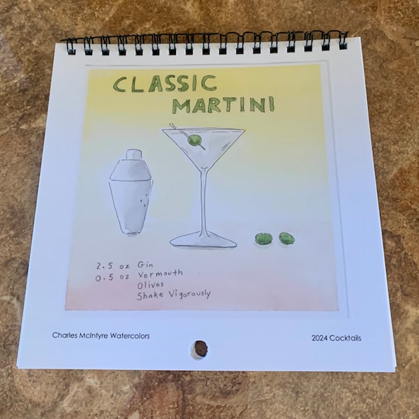 2024 Calendar Classic Cocktail with Recipes