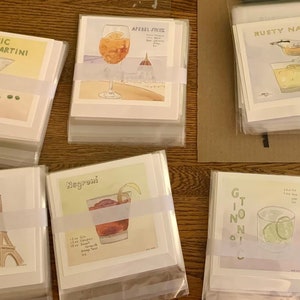 Cartes pour notes Cocktails classiques avec enveloppes