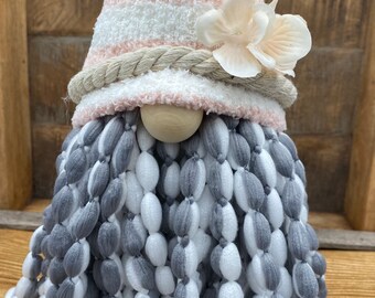 Pink And White Tall Hat Spring Gnome