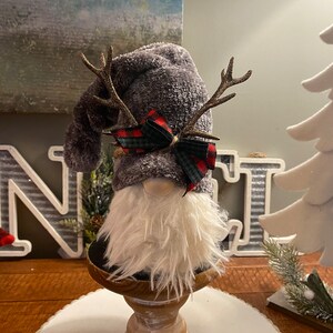 Fabric Sitting Gnome with Deer Antler main image 1