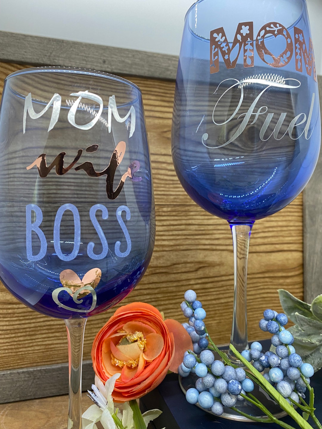 Set of Two Mom Wine Glasses Gift for Her Mom Wife Boss Mom Etsy