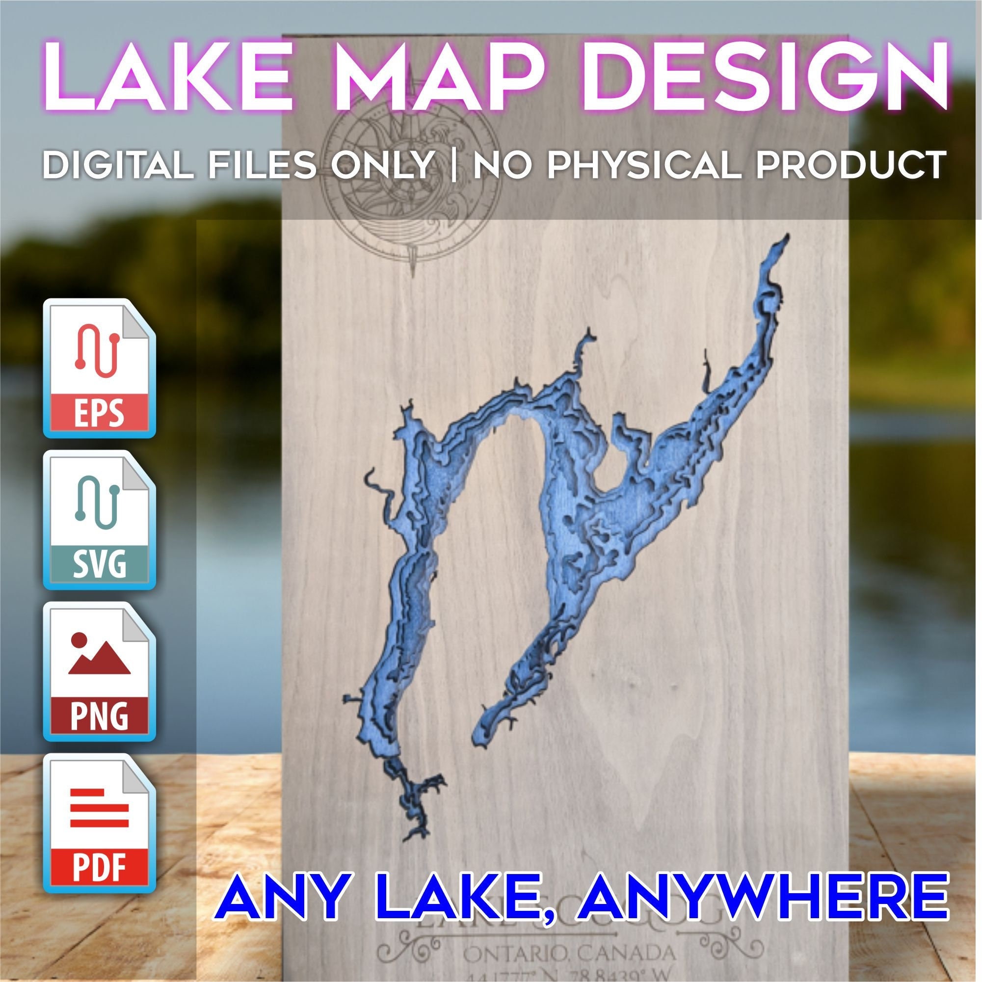 3D Lake Map Design Etsy
