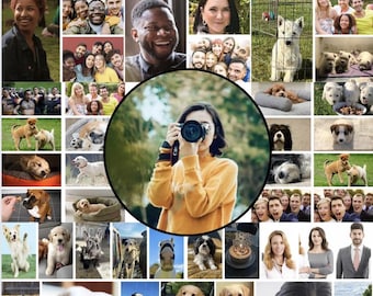 Simple photo collage, picture collage, photo keepsake, editable photo collage, canva collage template