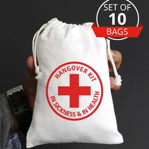 Hangover Insickness Favor Bags - Hangover Kit Bags - Bachelor Party Bags - Hangover Kits - Recovery Kits - Gifts Set of 10