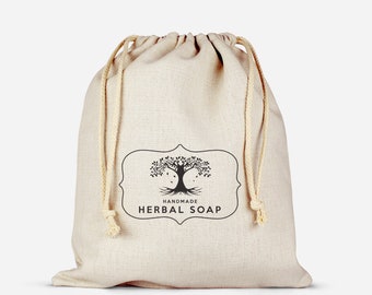 Bedrijfslogo Katoen Mousseline Tassen -Natuurlijke Katoen | Dubbele tassen met trekkoord voor bruiloft of feest gunsten - mousseline tassen, DIY 50 Favor Bags 8×10