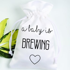 Baby Shower Favor Bags |  Favor Bags | A Baby Is Brewing Favor Bag | Drawstring Pouch Thank You Gift Bag - Set Of 10 Gift Bag