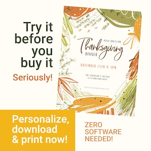 Thanksgiving Invite – Edit, download and print NOW!