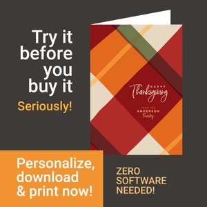 Thanksgiving Card – Edit, download and print NOW!