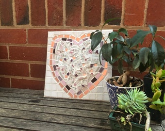 Handgemachte Herz Keramik Indoor Outdoor Mosaik Wandkunst - Garten Kunst Einzigartiges Geschenk Zuhause