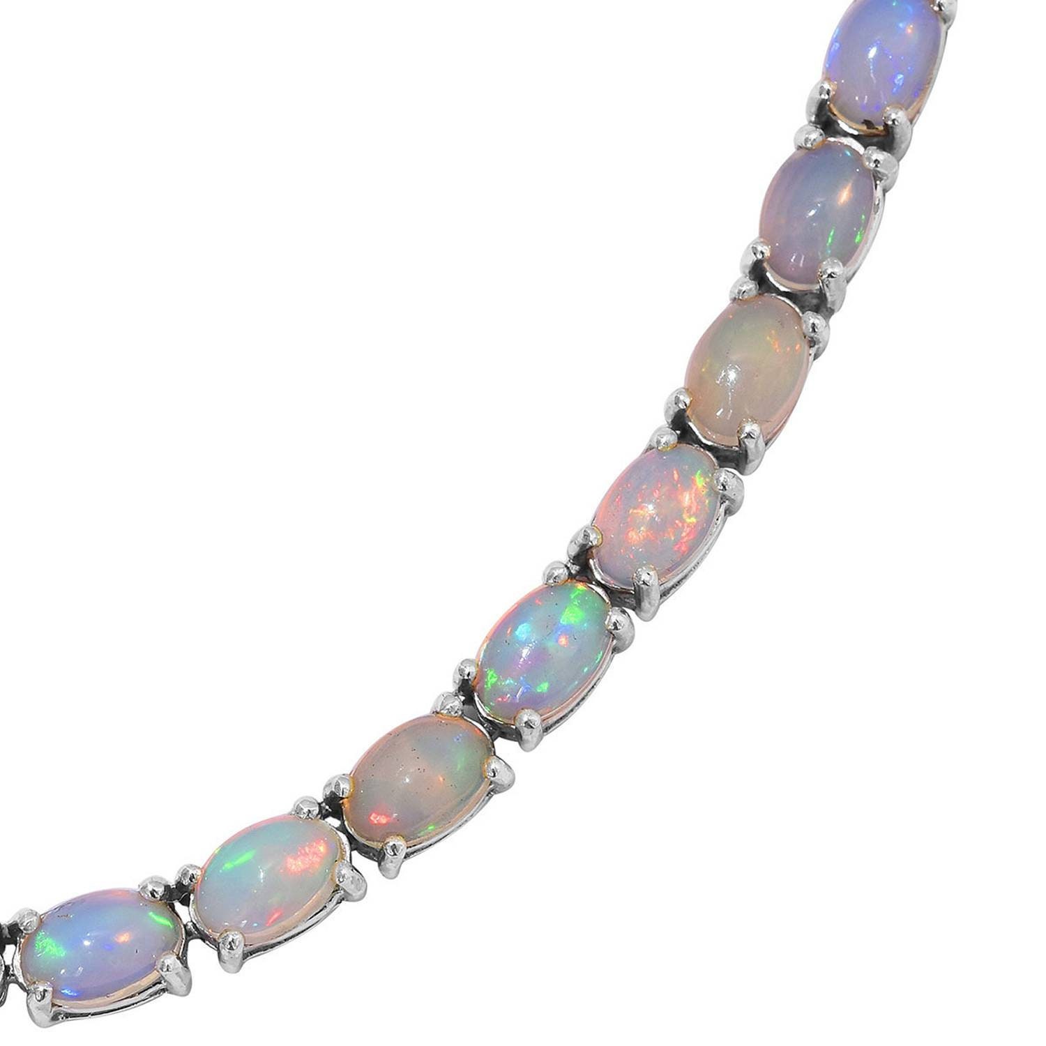 Ethiopian Opal Tennis Necklace in Platinum Over Sterling Etsy