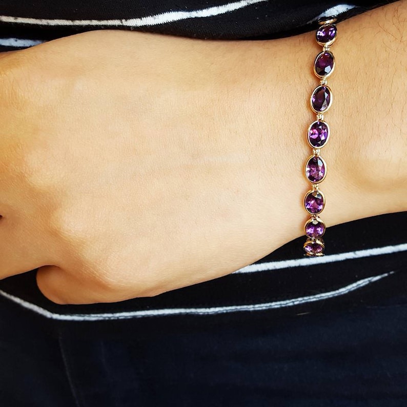 Amethyst Tennis Bracelet in Platinum Over Sterling Silver Etsy