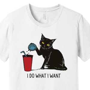 Maglietta Sassy Cat Lover con grafica divertente di un gatto nero / Maglietta con atteggiamento birichino e stravagante