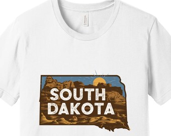 Souvenir T-Shirt: Mount Rushmore & Badlands Design, South Dakota Heritage Tee