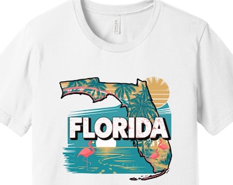 Florida Tropical Landmarks T-Shirt - Sunshine State Pride - Unique Travel Apparel