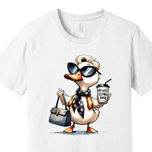 Unique Flying Duck Cartoon Shirt - Funny Quirky Gift for Duck Lovers
