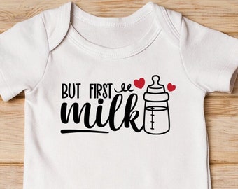 But First Milk Onesie, But First Milk Bodysuit, Retro Baby Onesie, Funny Baby Bodysuit, Baby Shower Gift, Milk Wasted, Milk Baby